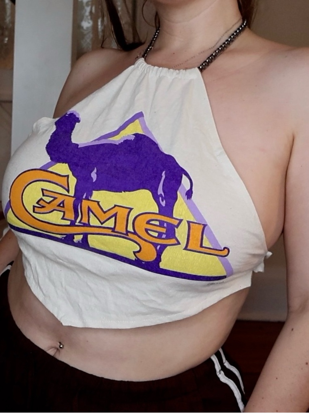 Reworked Vintage Camel Halter Top